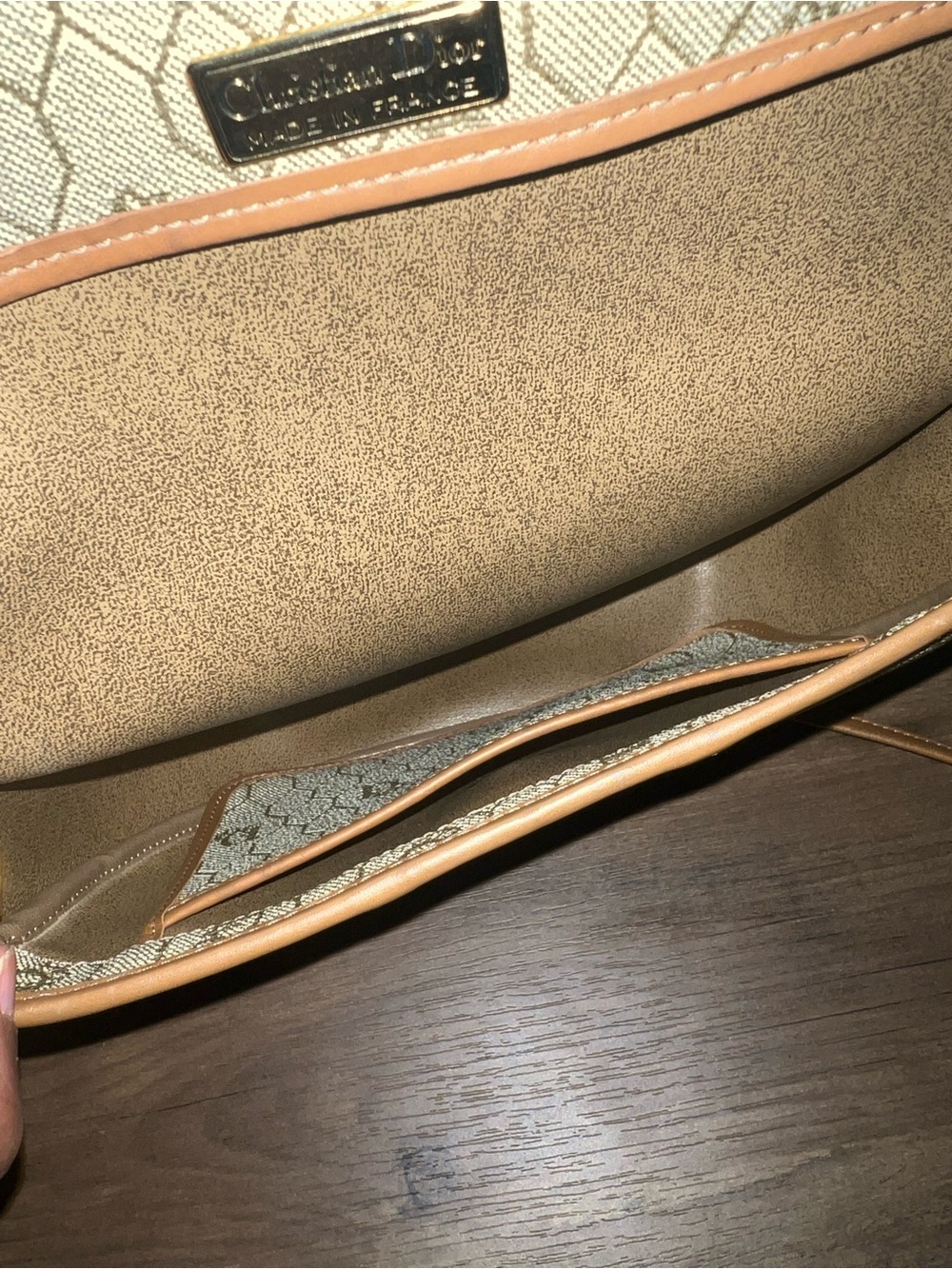 Dior Beige Honeycomb Crossbody with Tan Leather Trim - Picture 6 of 7